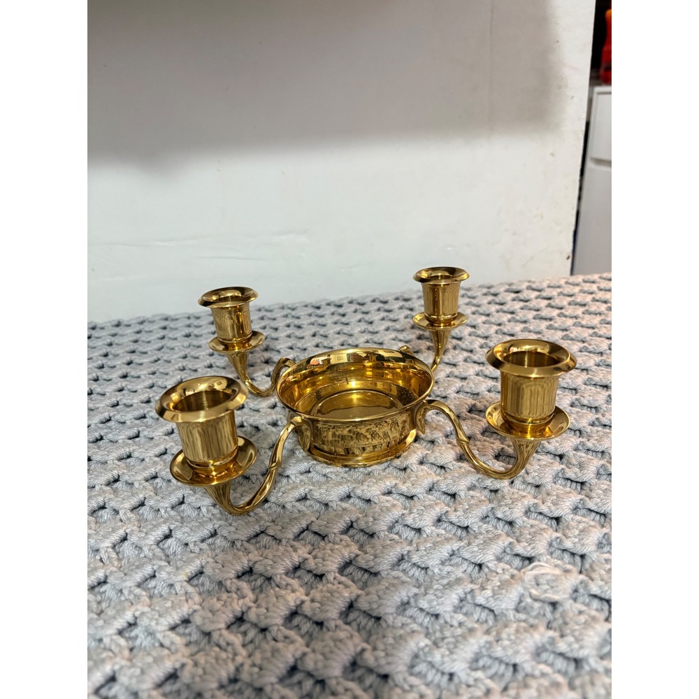 PartyLite Brass Gold Taper‎ and Pillar Candelabra Candle Holder Centerpiece